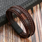 Fashion Handwoven Multilayer Design Leather Bracelet With Stainless Steel Magnetic Clasp for Men Women Accessories SCB007