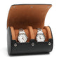 Custom Oem Men Pebble Grain Leather 3 Slot Travel Watch Roll case Designer Caja De Reloj Sliding Out Leather Watch Storage Roll