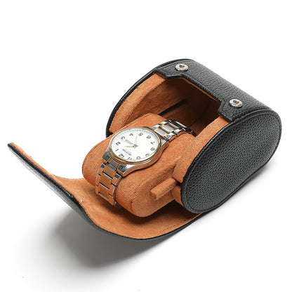 Custom Oem Men Pebble Grain Leather 3 Slot Travel Watch Roll case Designer Caja De Reloj Sliding Out Leather Watch Storage Roll