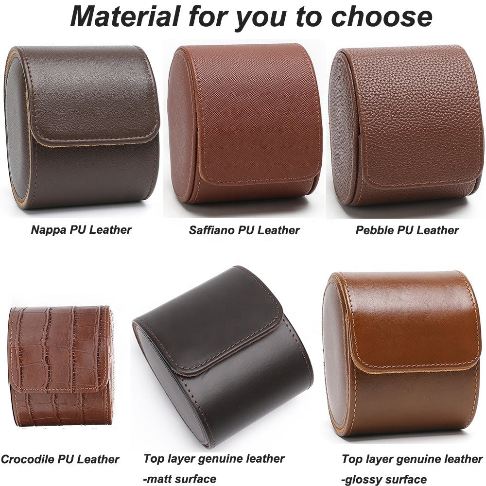 Custom Oem Men Pebble Grain Leather 3 Slot Travel Watch Roll case Designer Caja De Reloj Sliding Out Leather Watch Storage Roll